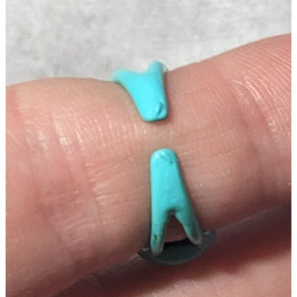 Mermaidcore Blue Scalloped Metal Enamel Coated Ring Size 5 - Picture 13 of 14